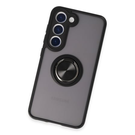Galaxy S23 Kılıf Montreal Yüzüklü Silikon Kapak - Siyah