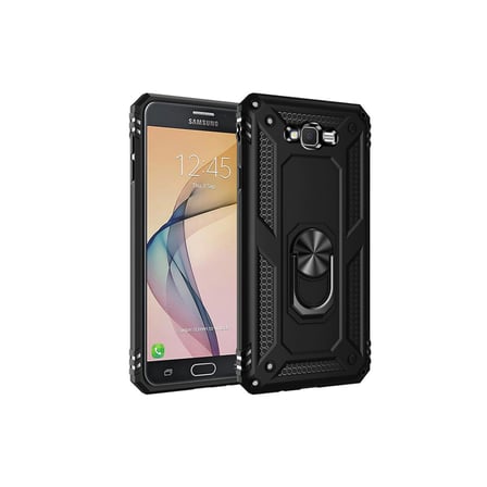 Galaxy J7 Kılıf Sofya Yüzüklü Silikon Kapak - Siyah