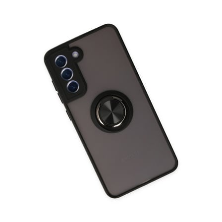 Galaxy S21 FE Kılıf Montreal Yüzüklü Silikon Kapak - Siyah