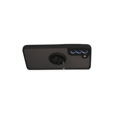 Galaxy S21 FE Kılıf Montreal Yüzüklü Silikon Kapak - Siyah