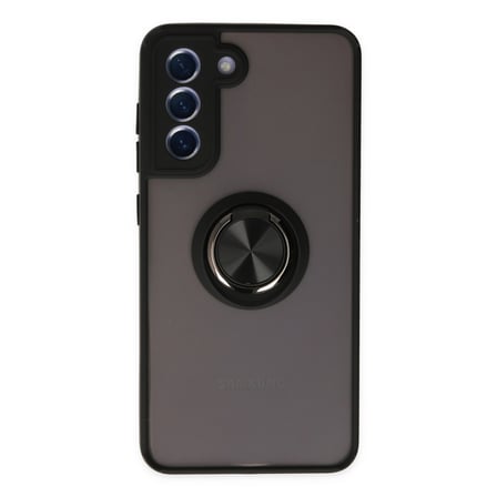Galaxy S21 FE Kılıf Montreal Yüzüklü Silikon Kapak - Siyah