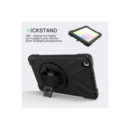 Erdo Ticaret Galaxy Tab A8 Tablet Kılıfı Siyah 360 Dönebilen Askılı Darbeye Dayanıklı