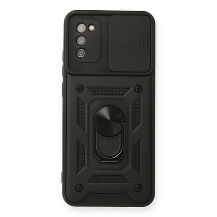 Galaxy A02S Kılıf Pars Lens Yüzüklü Silikon - Siyah