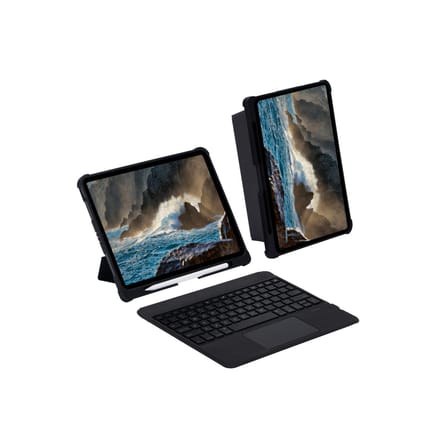 T5209D iPad Pro 12.9 (2021) Kılıf İnter Ledli Klavyeli Tablet Kılıfı - Siyah