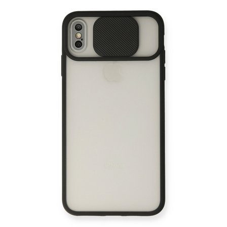 iPhone XS Max Kılıf Palm Buzlu Kamera Sürgülü Silikon - Siyah
