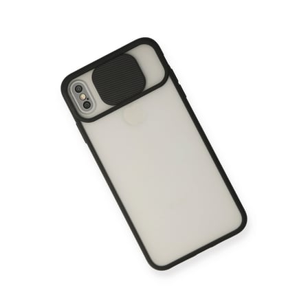 iPhone XS Max Kılıf Palm Buzlu Kamera Sürgülü Silikon - Siyah