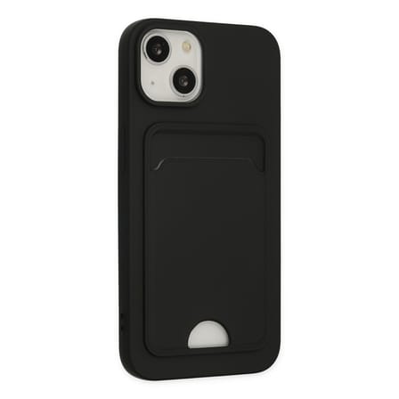 iPhone 14 Plus Kılıf Kelvin Kartvizitli Silikon - Siyah