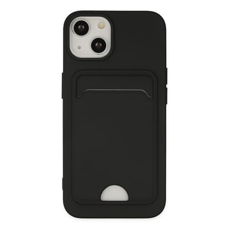 iPhone 14 Plus Kılıf Kelvin Kartvizitli Silikon - Siyah