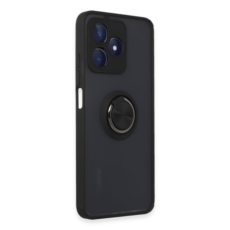 Realme C53 Kılıf Montreal Yüzüklü Silikon Kapak - Siyah