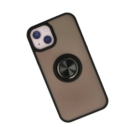 iPhone 13 Kılıf Montreal Yüzüklü Silikon Kapak - Siyah