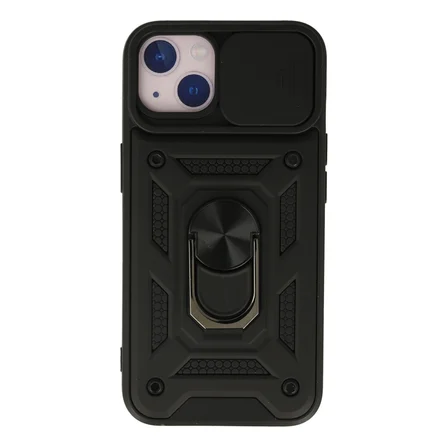 iPhone 13 Kılıf Pars Lens Yüzüklü Silikon - Siyah