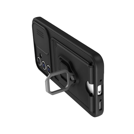 Galaxy S23 FE Kılıf Zuma Kartvizitli Yüzüklü Silikon - Siyah