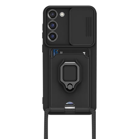 Galaxy S23 Plus Kılıf Zuma Kartvizitli Yüzüklü Silikon - Siyah