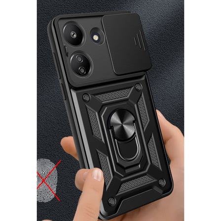 Redmi 13C Kılıf Pars Lens Yüzüklü Silikon - Siyah