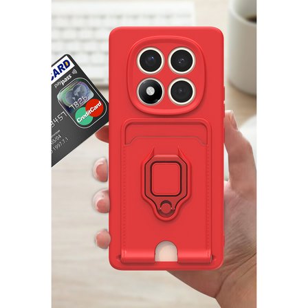 Redmi Note 14 Pro Plus Kılıf Zuma Kartvizitli Yüzüklü Silikon - Siyah