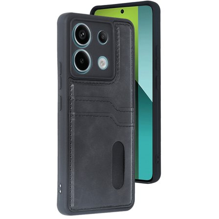 Redmi Note 13 Pro 4G Kılıf Sara Kartvizitli Deri Kılıf - Siyah