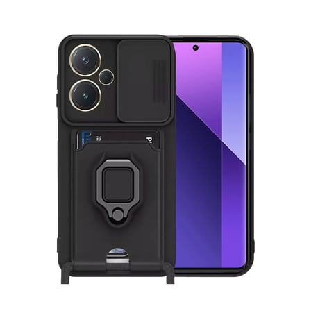 Note 13 Pro Plus Kılıf Zuma Kartvizitli Yüzüklü Silikon - Siyah