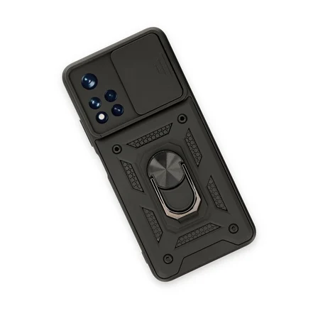 Note 11T Kılıf Pars Lens Yüzüklü Silikon - Siyah
