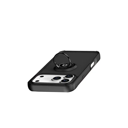 iPhone 17 Pro Max Montreal Yüzüklü Silikon Kapak - Siyah