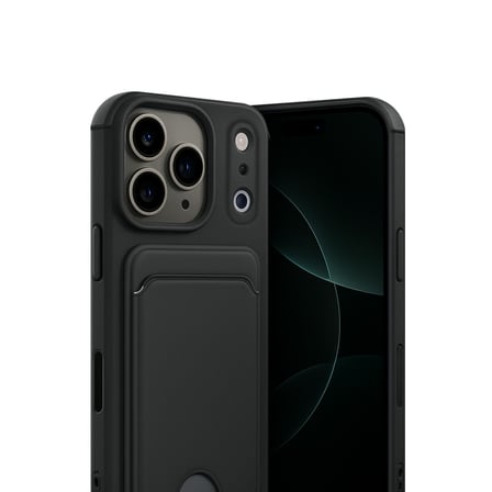 Erdo Ticaret iPhone 14 Pro Kartlıklı Silikon Kılıf Siyah