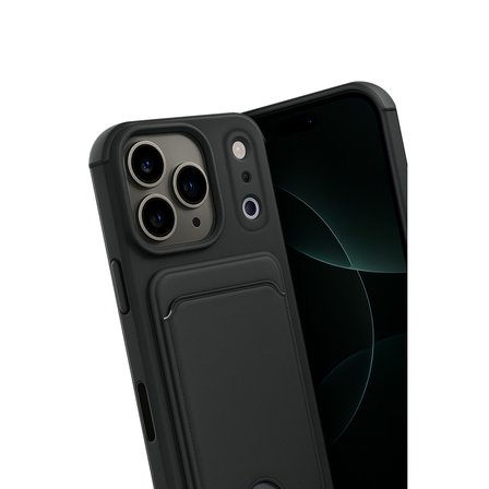 Erdo Ticaret iPhone 14 Pro Kartlıklı Silikon Kılıf Siyah
