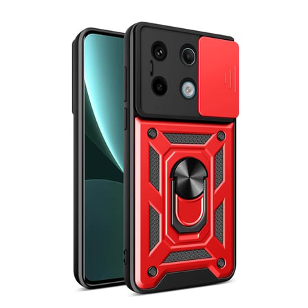 Poco X6 Pro Kılıf Pars Lens Yüzüklü Silikon - Kırmızı