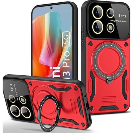Redmi Note 13 Pro 5G Kılıf Joy Lens Standlı Kapak - Kırmızı