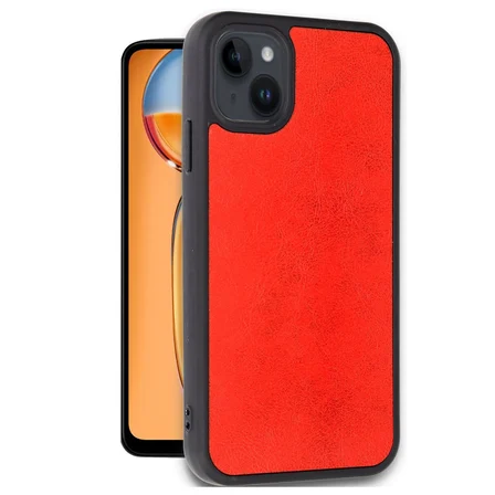 iPhone 15 Kılıf Aras Deri Kapak - Kırmızı