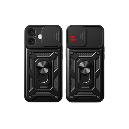 iPhone 16 Kılıf Pars Lens Yüzüklü Silikon - Kırmızı