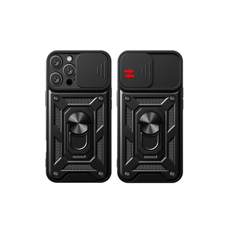 iPhone 16 Pro Kılıf Pars Lens Yüzüklü Silikon - Kırmızı