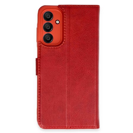 Erdo Ticaret Galaxy M15 Kılıf Kapaklı Kılıf Kırmızı Pu Deri
