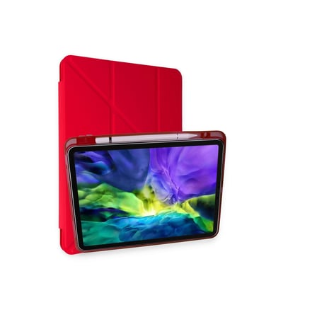 iPad Pro 11 (2024) Kılıf Kalemlikli Mars Tablet Kılıfı - Kırmızı