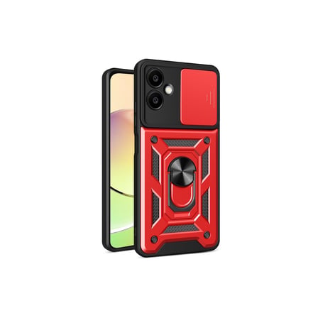 Erdo Ticaret Samsung Galaxy A06 Kılıf Silikon Kırmızı Yüzüklü Lens Korumalı