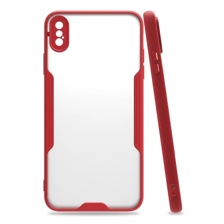 iPhone XS Max Kılıf Platin Silikon - Kırmızı