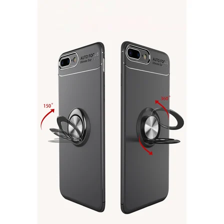 iPhone 7 Plus Kılıf Range Yüzüklü Silikon - Kırmızı