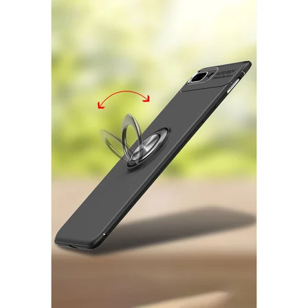 iPhone 7 Plus Kılıf Range Yüzüklü Silikon - Kırmızı