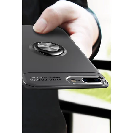 iPhone 7 Plus Kılıf Range Yüzüklü Silikon - Kırmızı