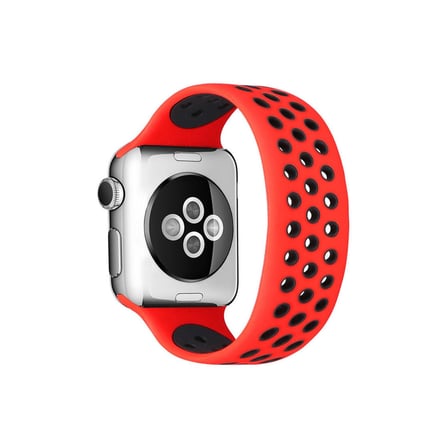 Watch 42mm Ayarlı Delikli Silikon Kordon - Kırmızı-Siyah