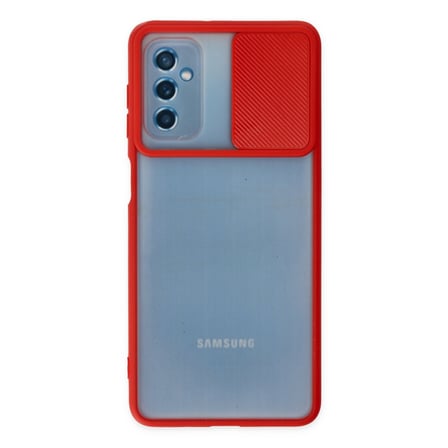 Galaxy M52 5G Kılıf Palm Buzlu Kamera Sürgülü Silikon - Kırmızı