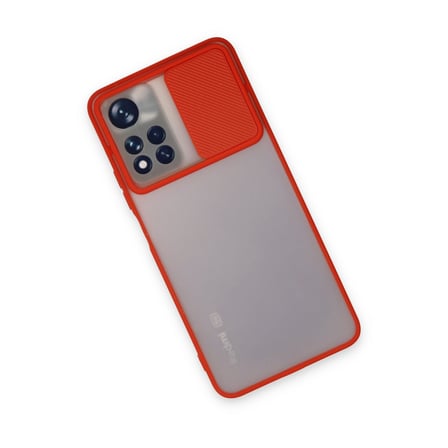 Redmi Note 11 Pro Plus 5G Kılıf Palm Buzlu Kamera Sürgülü Silikon - Kırmızı