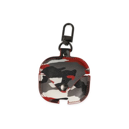 Airpods 3 (3.nesil) Çanta Kamuflaj Deri Kılıf - Kırmızı