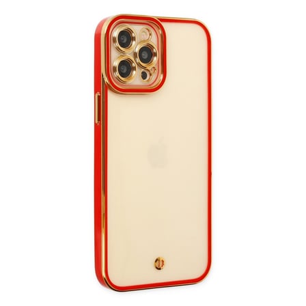 iPhone 12 Pro Max Kılıf Liva Lens Silikon - Kırmızı