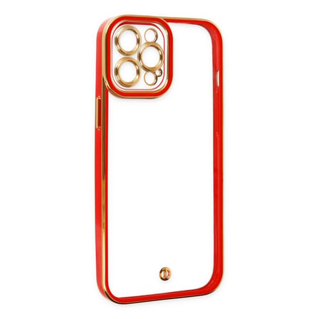 iPhone 12 Pro Max Kılıf Liva Lens Silikon - Kırmızı