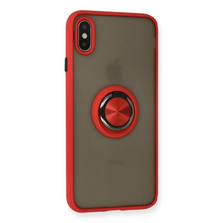 iPhone X Kılıf Montreal Yüzüklü Silikon Kapak - Kırmızı