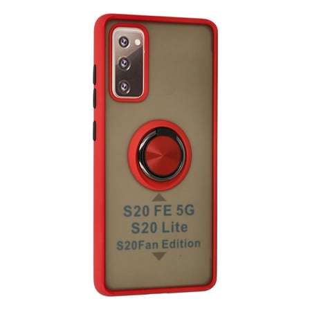 Galaxy S20 FE Kılıf Montreal Yüzüklü Silikon Kapak - Kırmızı