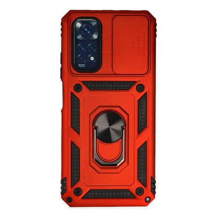 Redmi Note 11 Kılıf Pars Lens Yüzüklü Silikon - Kırmızı