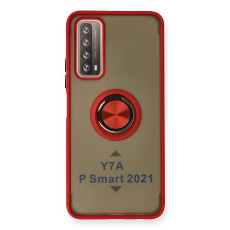 P Smart 2021 Kılıf Montreal Yüzüklü Silikon Kapak - Kırmızı