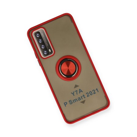 P Smart 2021 Kılıf Montreal Yüzüklü Silikon Kapak - Kırmızı
