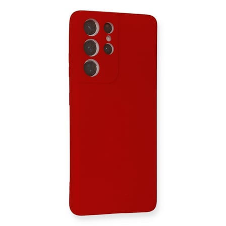 Galaxy S21 Ultra Kılıf Nano içi Kadife Silikon - Kırmızı