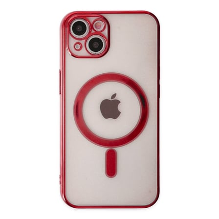 iPhone 14 Plus Kılıf Magneticsafe Lazer Silikon - Kırmızı